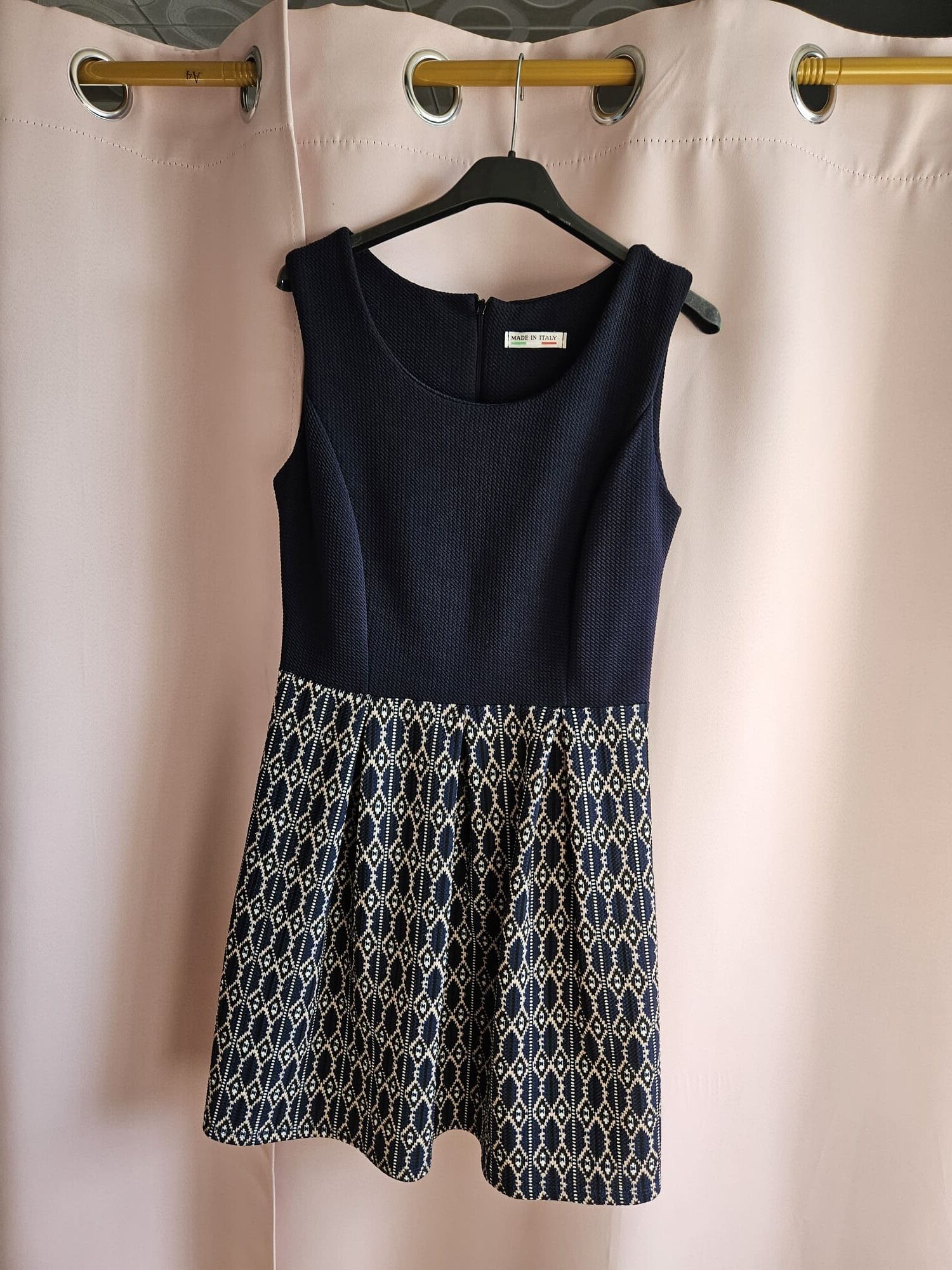 Granatowa sukienka w geometryczne wzory M - obrazek 2